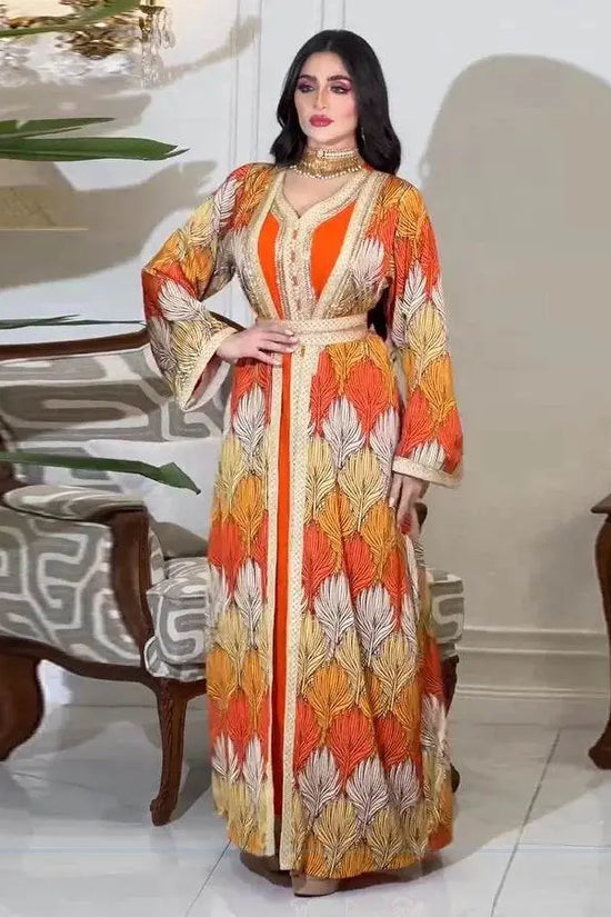 Luxury Rhinestone Printed Inner Liner Jalabiya - IVORYNN