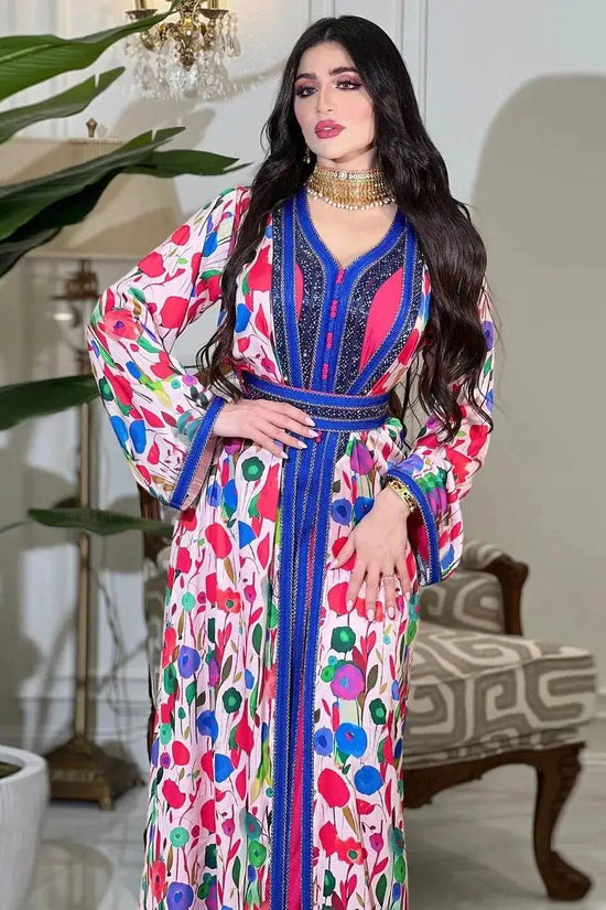 Luxury Rhinestone Printed Inner Liner Jalabiya - IVORYNN