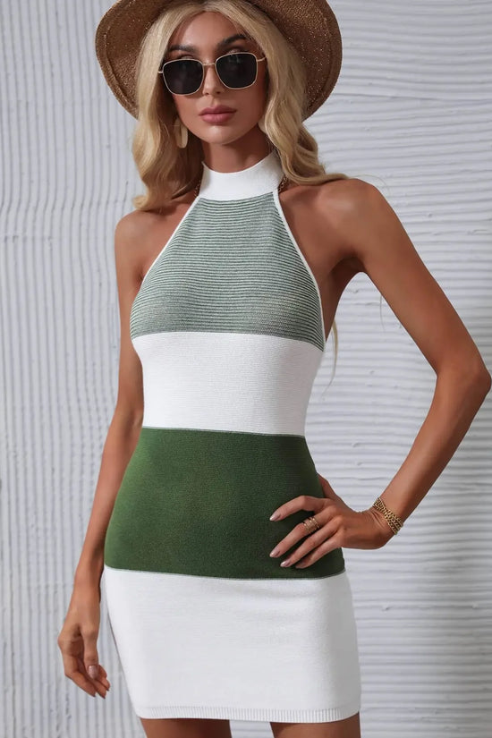 Luxury Stylish Halter Neck Knit Dress - IVORYNN