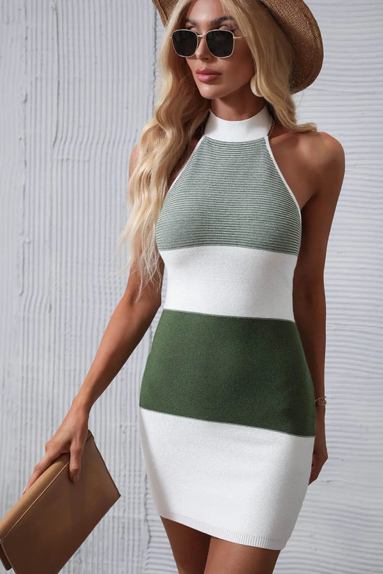 Luxury Stylish Halter Neck Knit Dress - IVORYNN