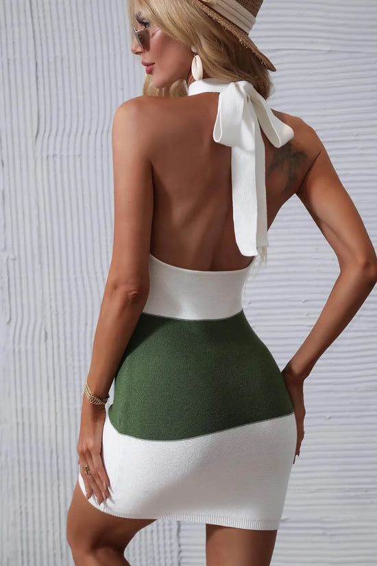Luxury Stylish Halter Neck Knit Dress - IVORYNN