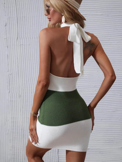 Luxury Stylish Halter Neck Knit Dress - IVORYNN