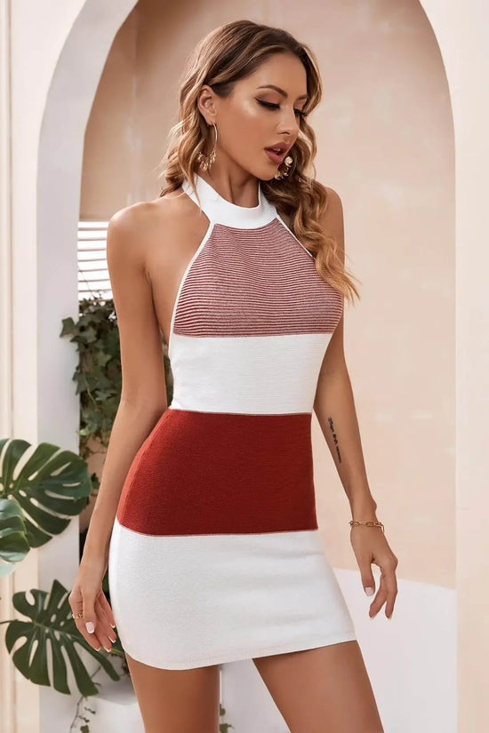 Luxury Stylish Halter Neck Knit Dress - IVORYNN