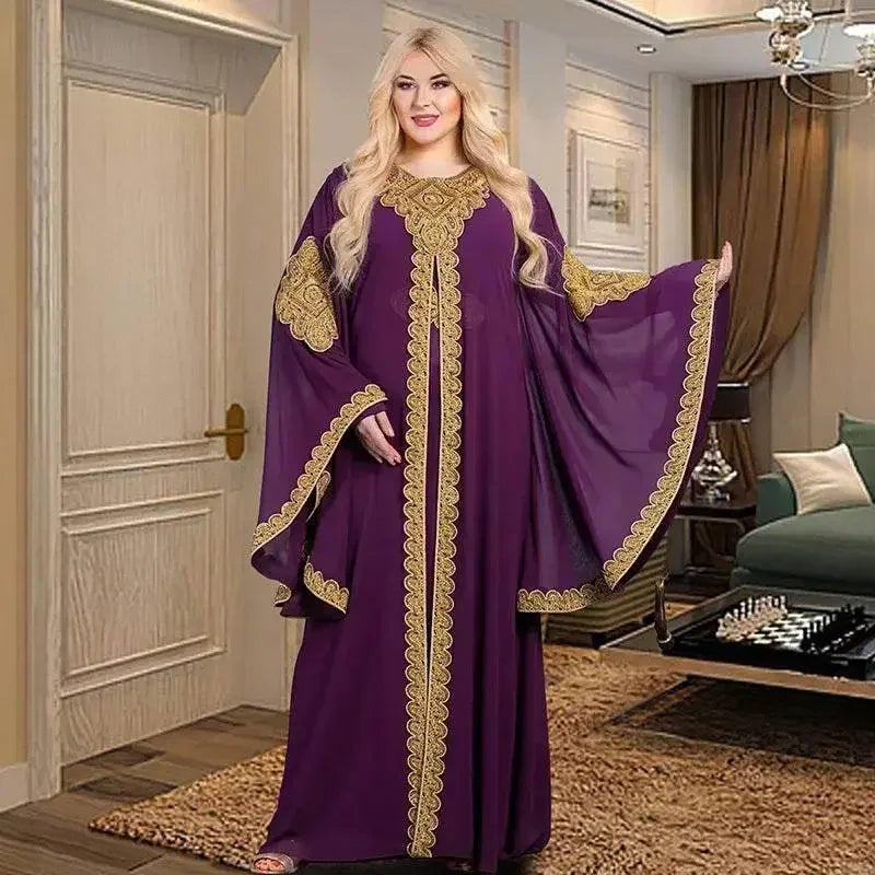 Luxury Traditional Gold Embroidery Loose Abaya - IVORYNN