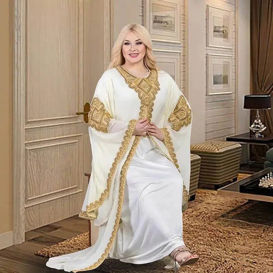 Luxury Traditional Gold Embroidery Loose Abaya
