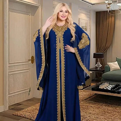 Luxury Traditional Gold Embroidery Loose Abaya - IVORYNN