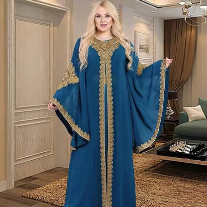 Luxury Traditional Gold Embroidery Loose Abaya - IVORYNN