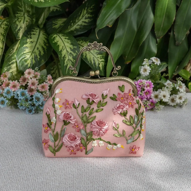 Luxury Unique Embroidered Pink Handbag - IVORYNN