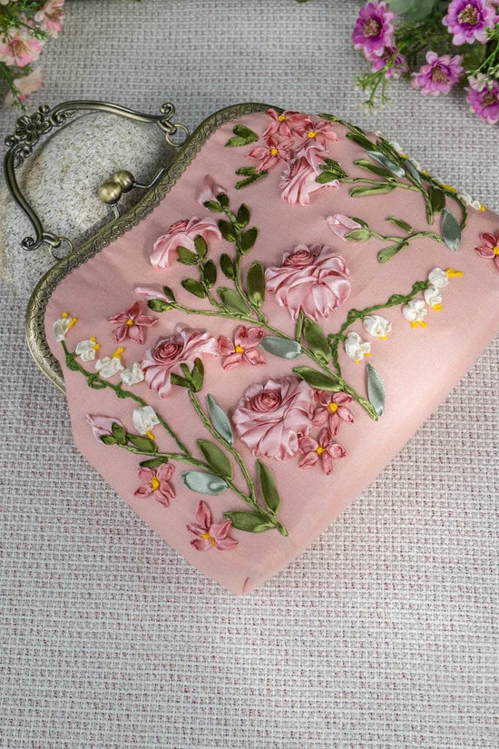 Luxury Unique Embroidered Pink Handbag - IVORYNN