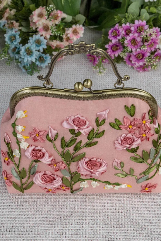 Luxury Unique Embroidered Pink Handbag - IVORYNN