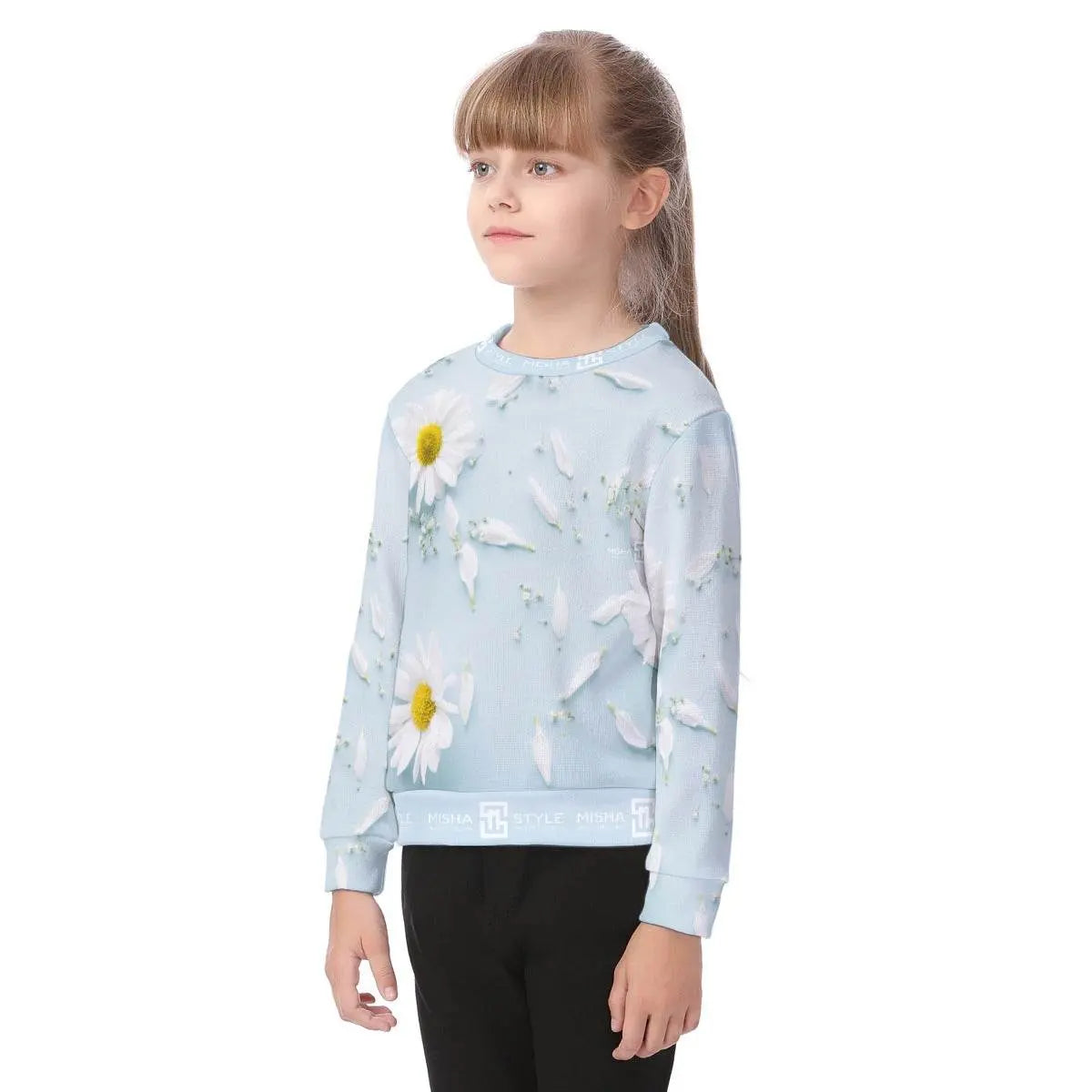 Luxury White Floral Baby Blue Sweater - IVORYNN