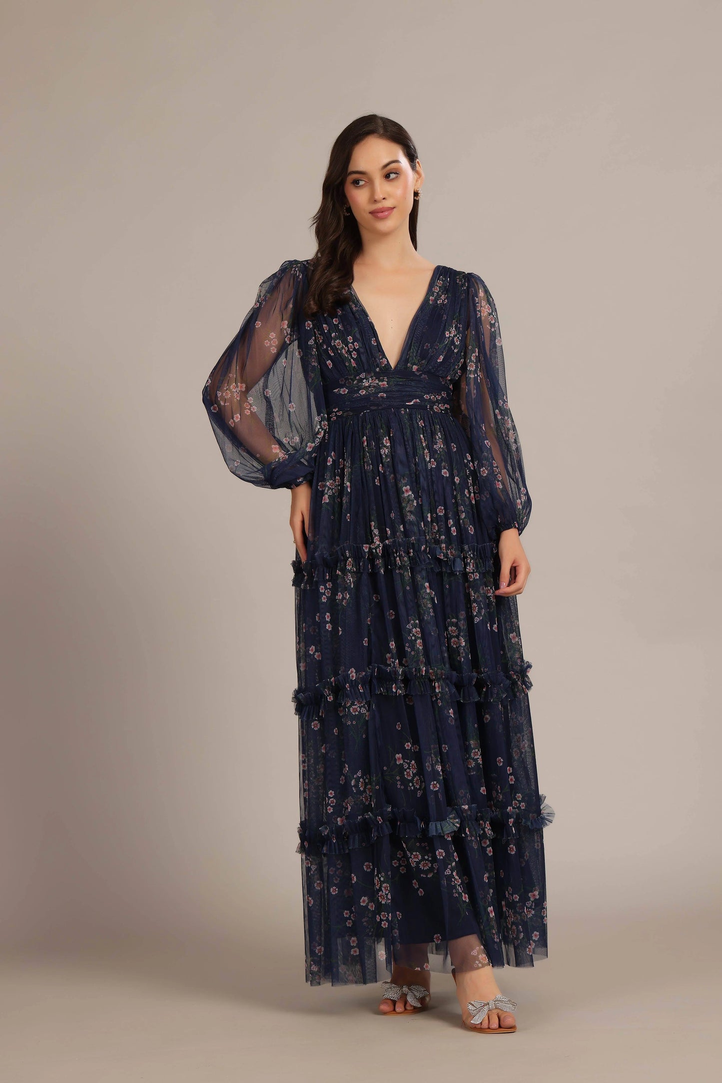 Lydia Maxi Dress in Purple Floral - IVORYNN
