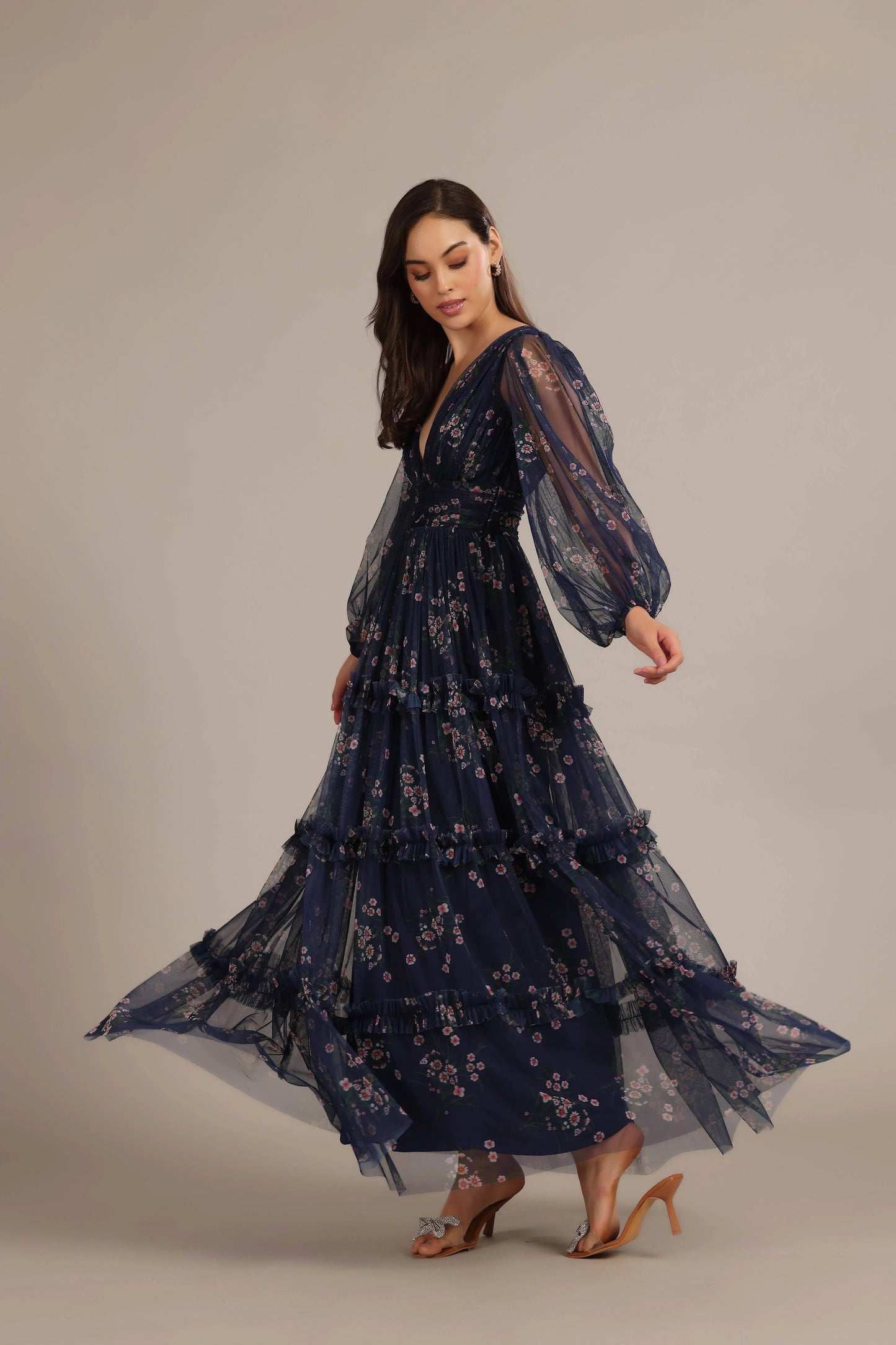 Lydia Maxi Dress in Purple Floral - IVORYNN