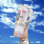 MRS JONES 40oz Stainless Steel Tumbler With White Handle and Straw - IVORYNN