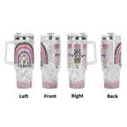 MRS JONES 40oz Stainless Steel Tumbler With White Handle and Straw - IVORYNN