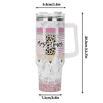MRS JONES 40oz Stainless Steel Tumbler With White Handle and Straw - IVORYNN