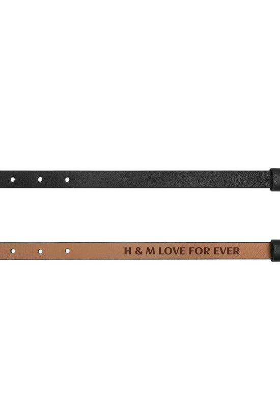 M&H Engraved Black Leather Bracelet - IVORYNN