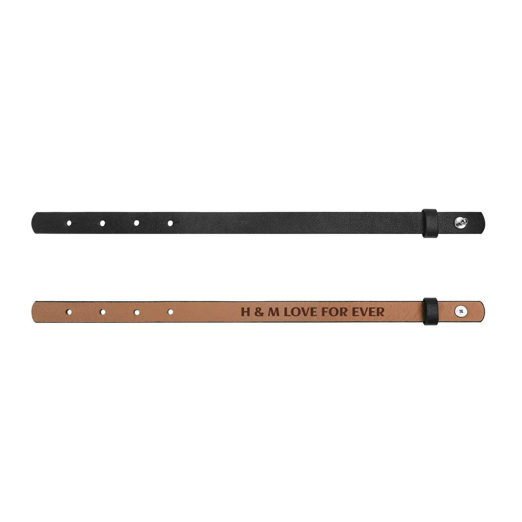 M&H Engraved Black Leather Bracelet - IVORYNN