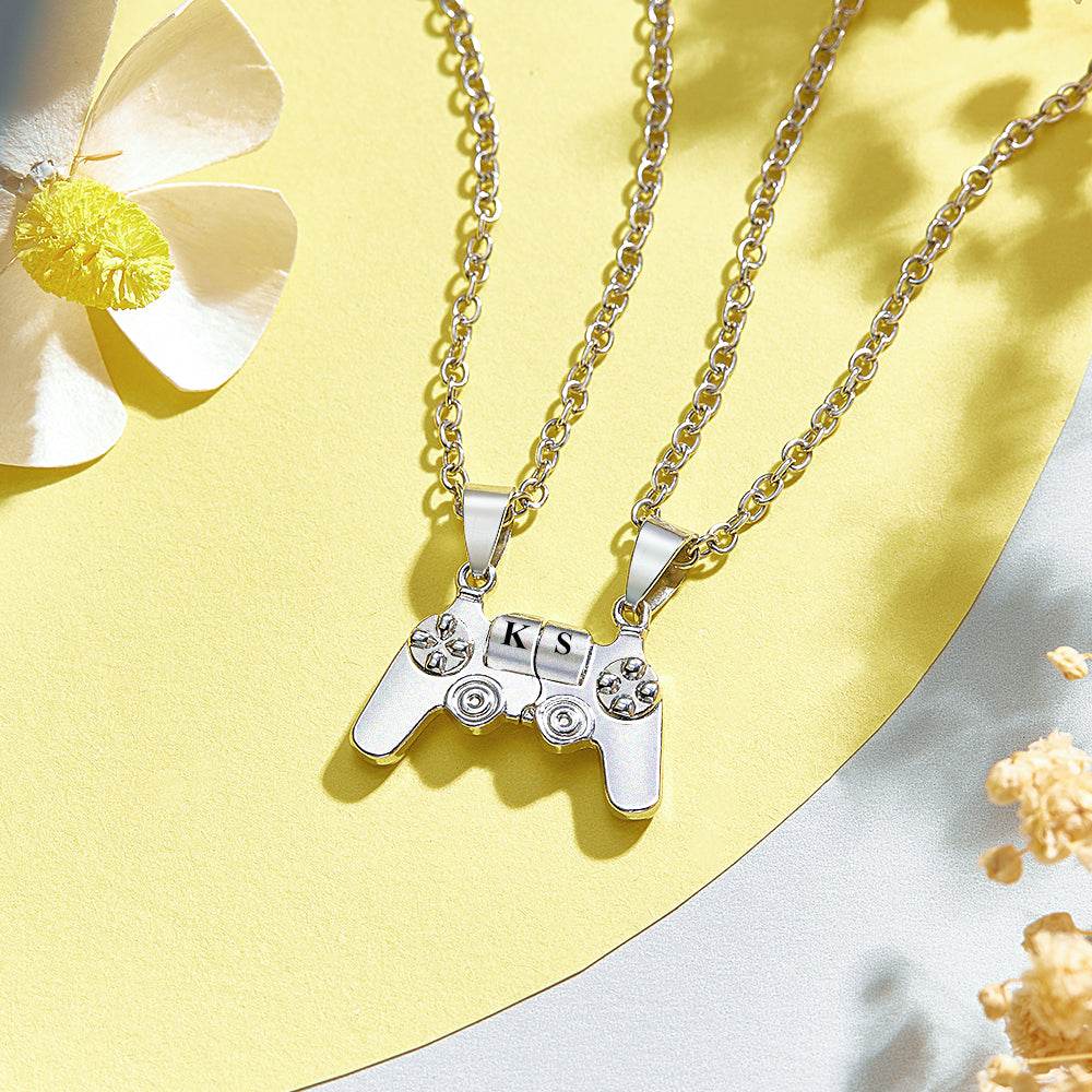 Magnetic Engraved Initials Pendant Necklace Gift for Couple - IVORYNN