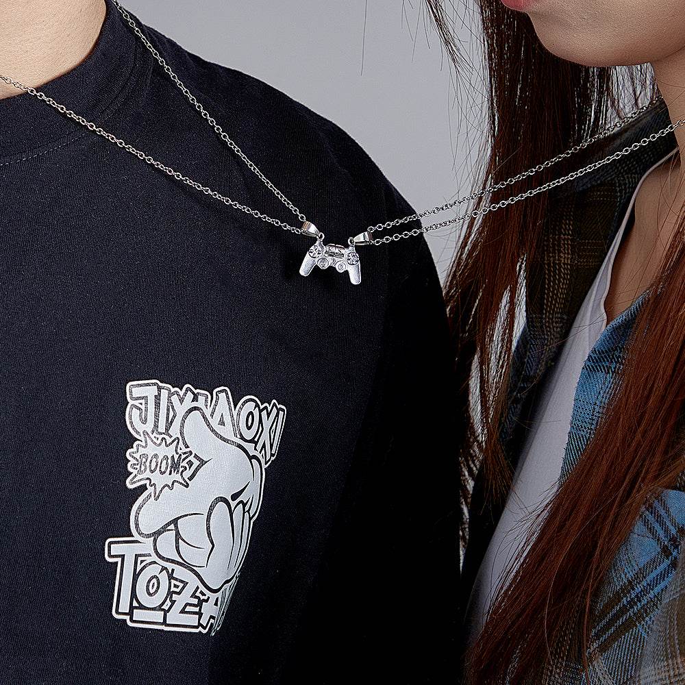 Magnetic Engraved Initials Pendant Necklace Gift for Couple - IVORYNN
