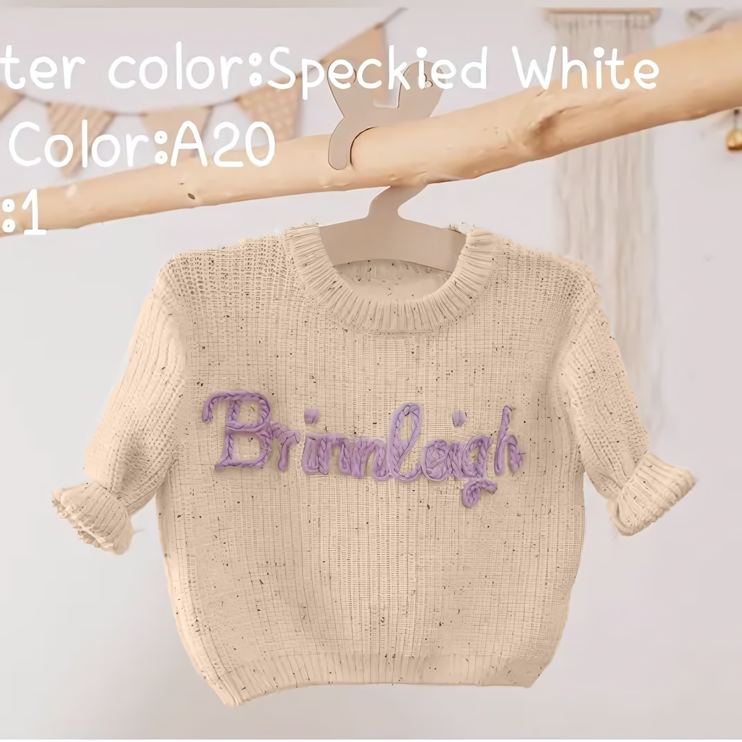 Cotton Hand embroidered Name Baby Sweater