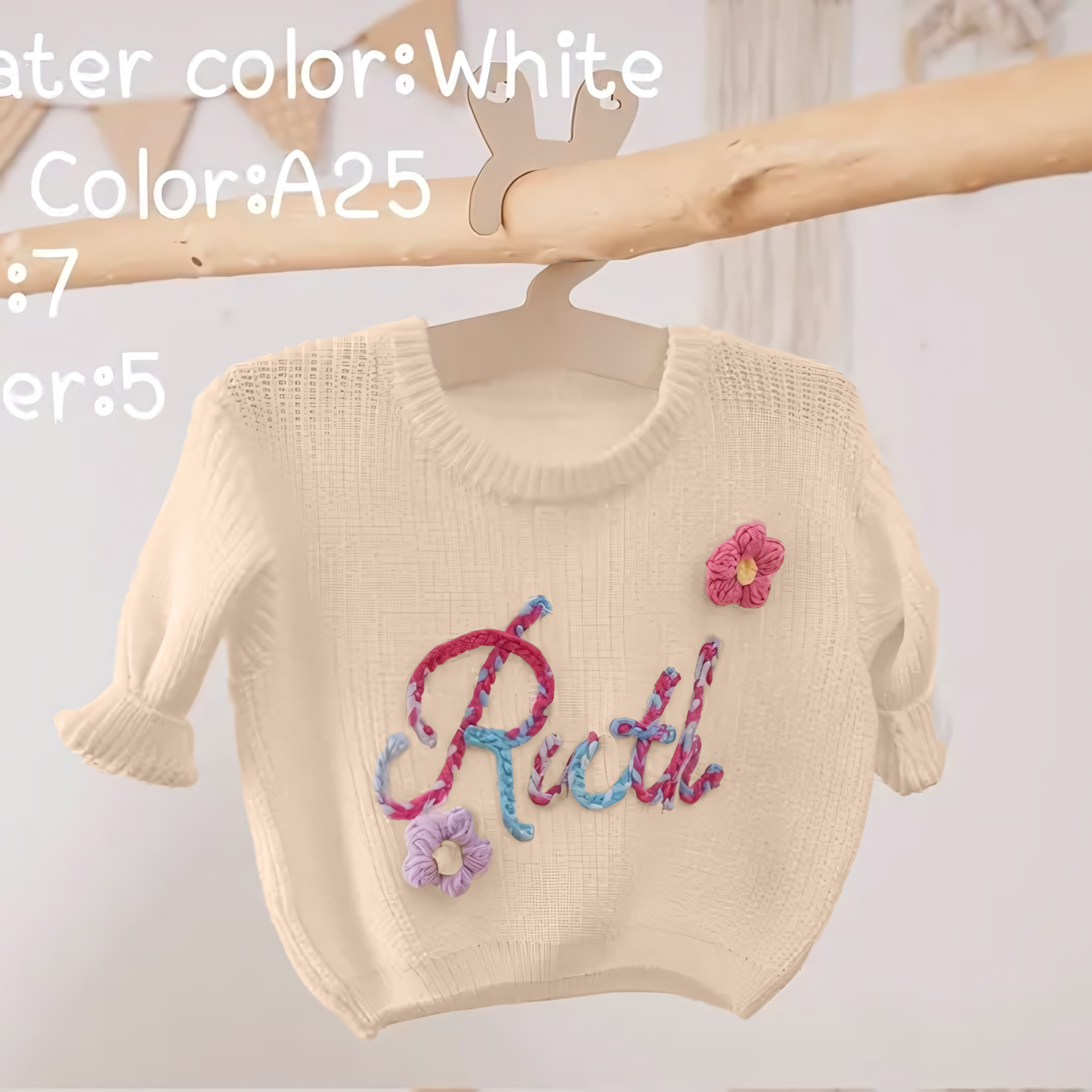 Cotton Hand embroidered Name Baby Sweater