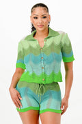 Mint Neon Green Knit Cardigan Short Set - IVORYNN