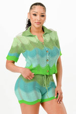 Mint Neon Green Knit Cardigan Short Set - IVORYNN
