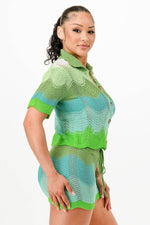 Mint Neon Green Knit Cardigan Short Set - IVORYNN