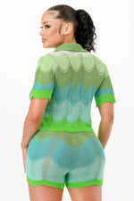 Mint Neon Green Knit Cardigan Short Set - IVORYNN