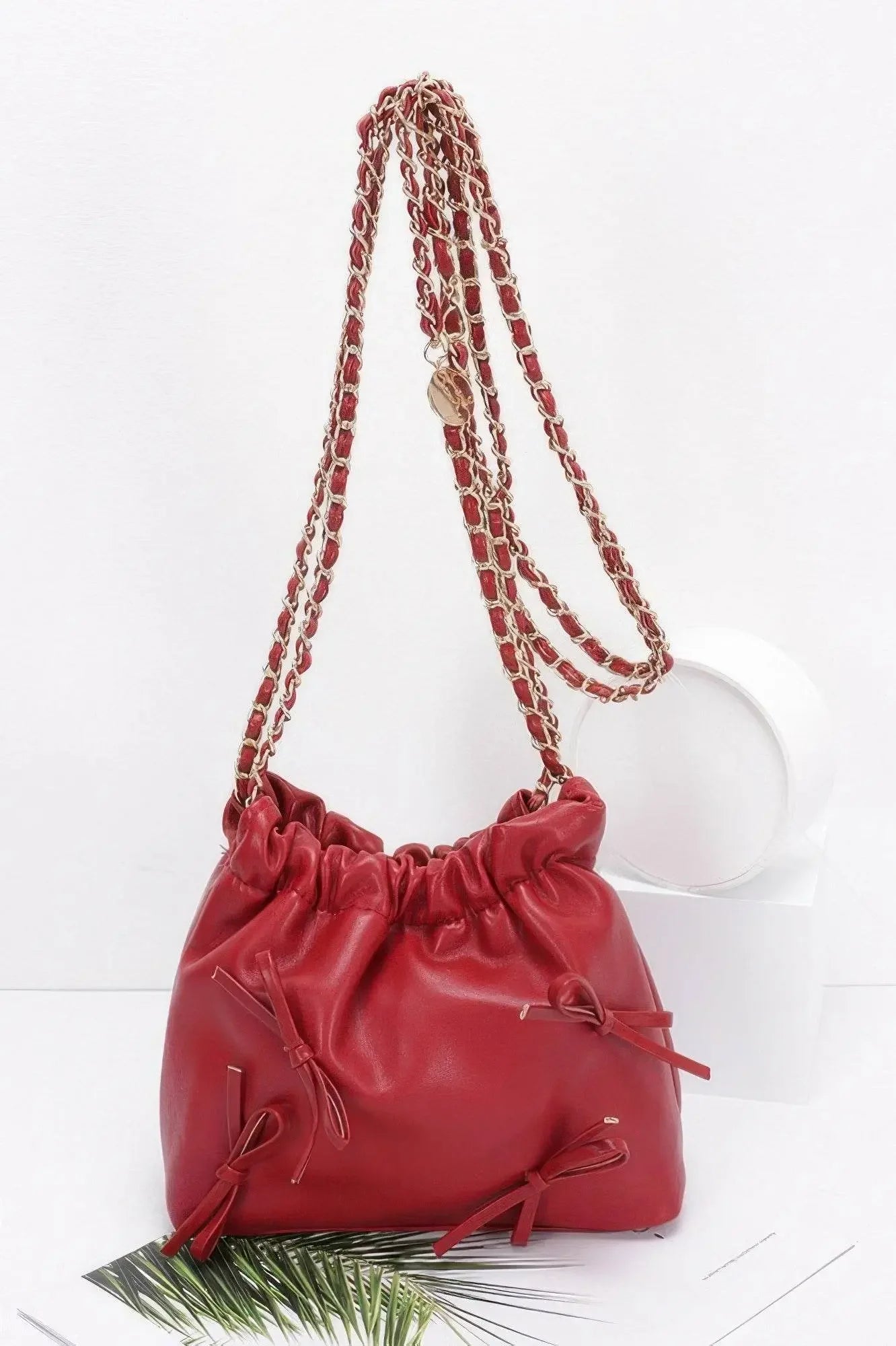 Multi Ribbon Bucket Chain crossbody bag - IVORYNN