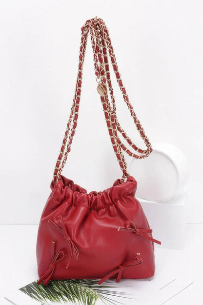 Multi Ribbon Bucket Chain crossbody bag - IVORYNN