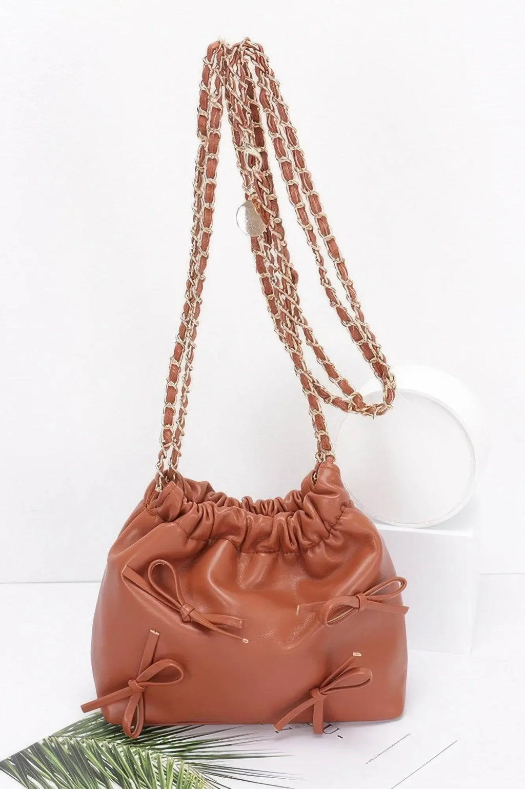 Multi Ribbon Bucket Chain crossbody bag - IVORYNN