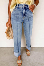 Myosotis Straight High Waist Center Seam Jeans - IVORYNN