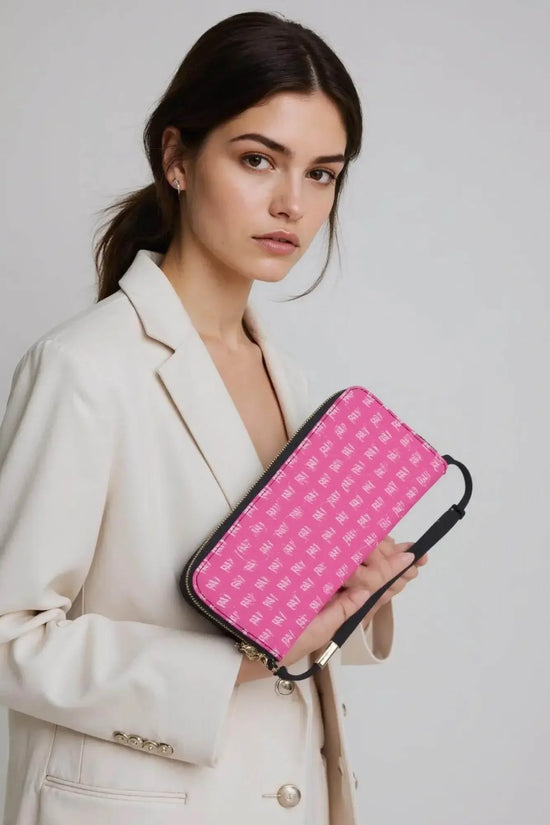 NN Long PU Wallets Zipper Pink Purses Handbags - IVORYNN