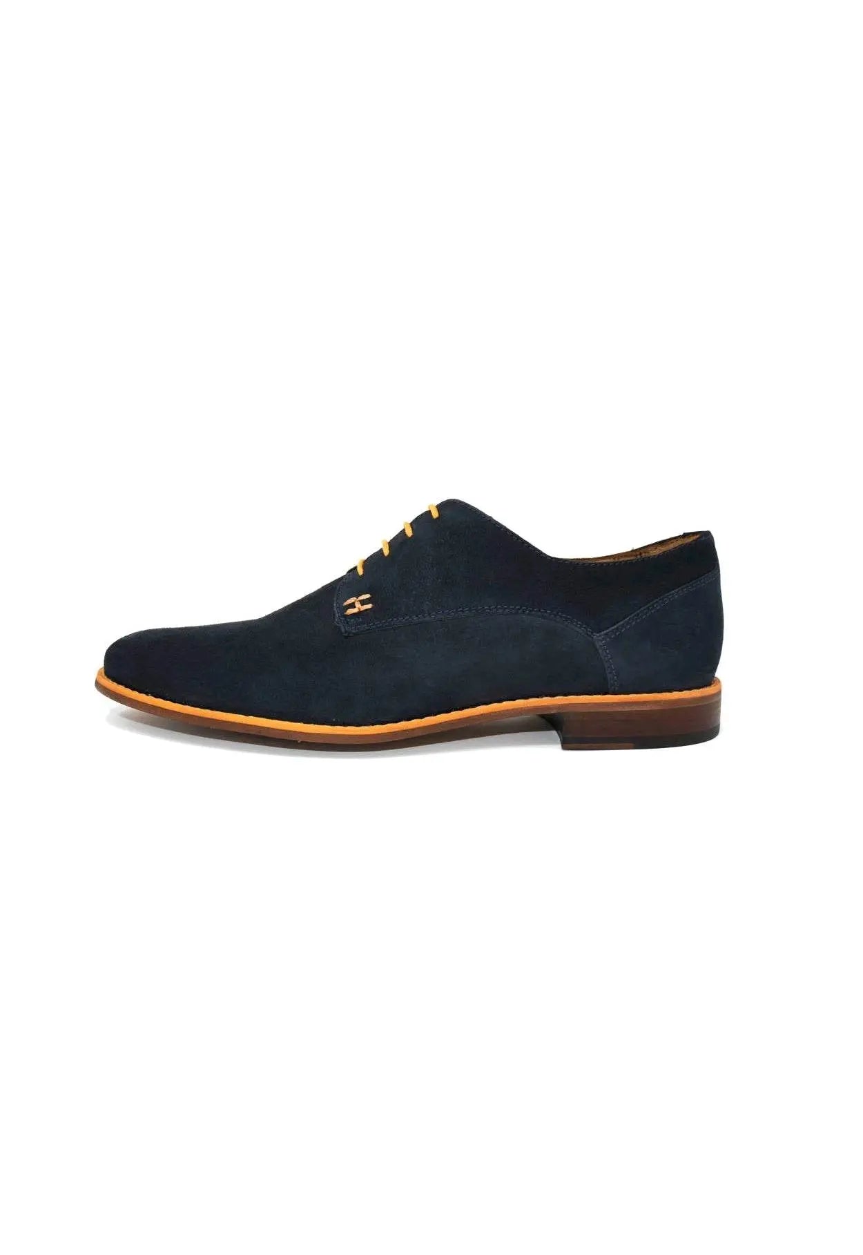 Navy Blue Suede Derby Shoes - IVORYNN