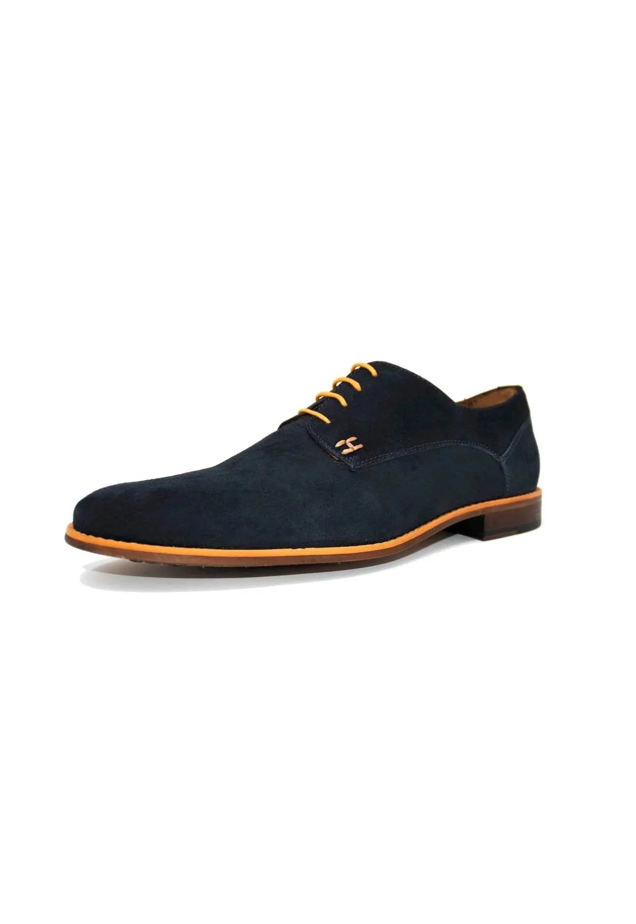 Navy Blue Suede Derby Shoes - IVORYNN