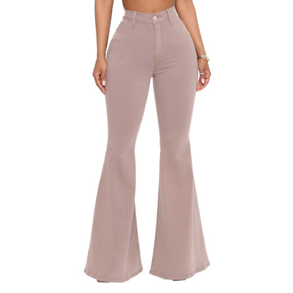 High-Waisted Slim Stretch Mocha Denim