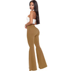 High-Waisted Slim Stretch Camel Denim