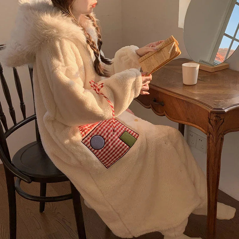 Thickeneded Velvet Flannel Warmth Red Bow kt Cat Cute Pajama