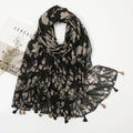 Cotton Linen Shadow Bloom Long Scarf