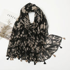 Cotton Linen Shadow Bloom Long Scarf