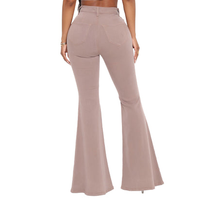 High-Waisted Slim Stretch Mocha Denim