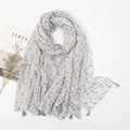 Cotton Linen Retro Ivory Mist Long Scarf