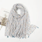 Cotton Linen Retro Ivory Mist Long Scarf