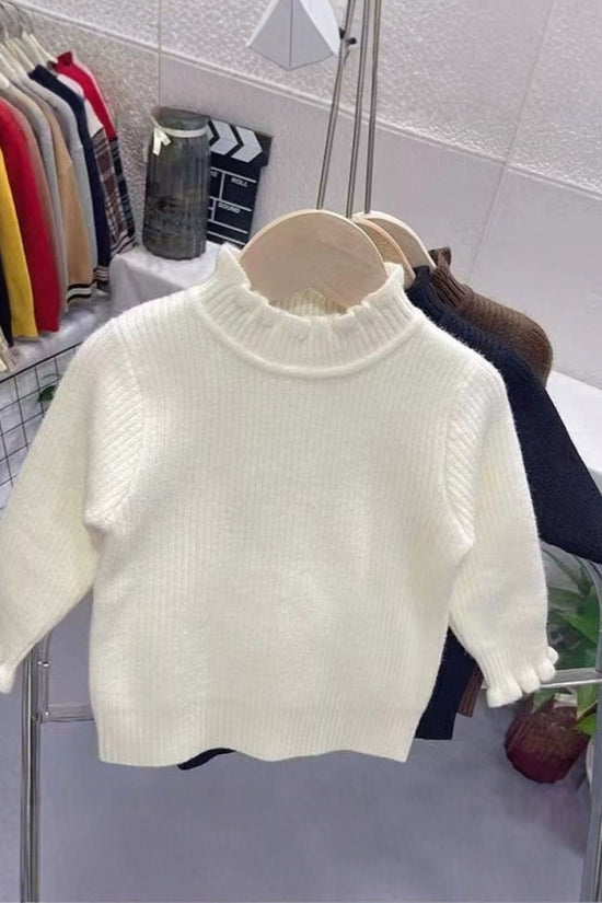 Bottoming Thik Fleece Lined Apricot Knitted Sweater