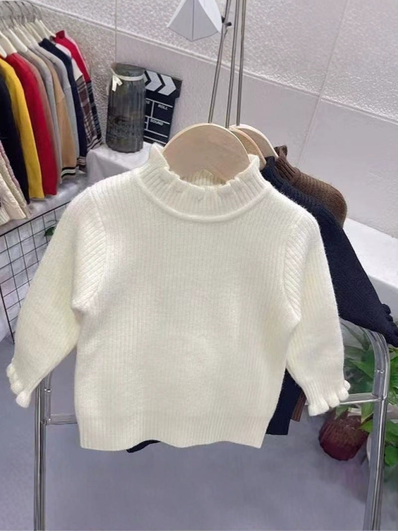 Bottoming Thik Fleece Lined Apricot Knitted Sweater