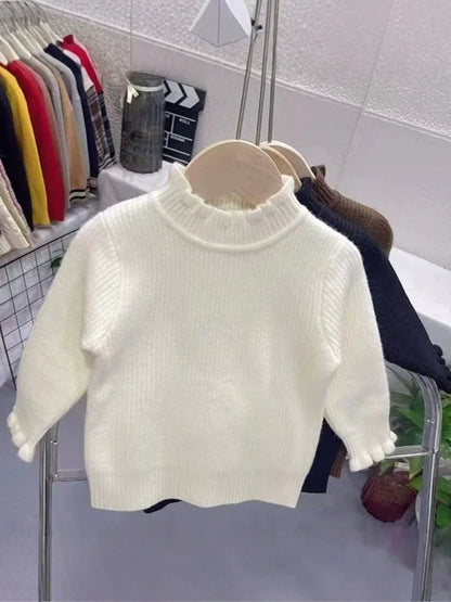 Bottoming Thik Fleece Lined Apricot Knitted Sweater