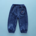 Fleece Lined Children's Thickened Deep Blue Pants