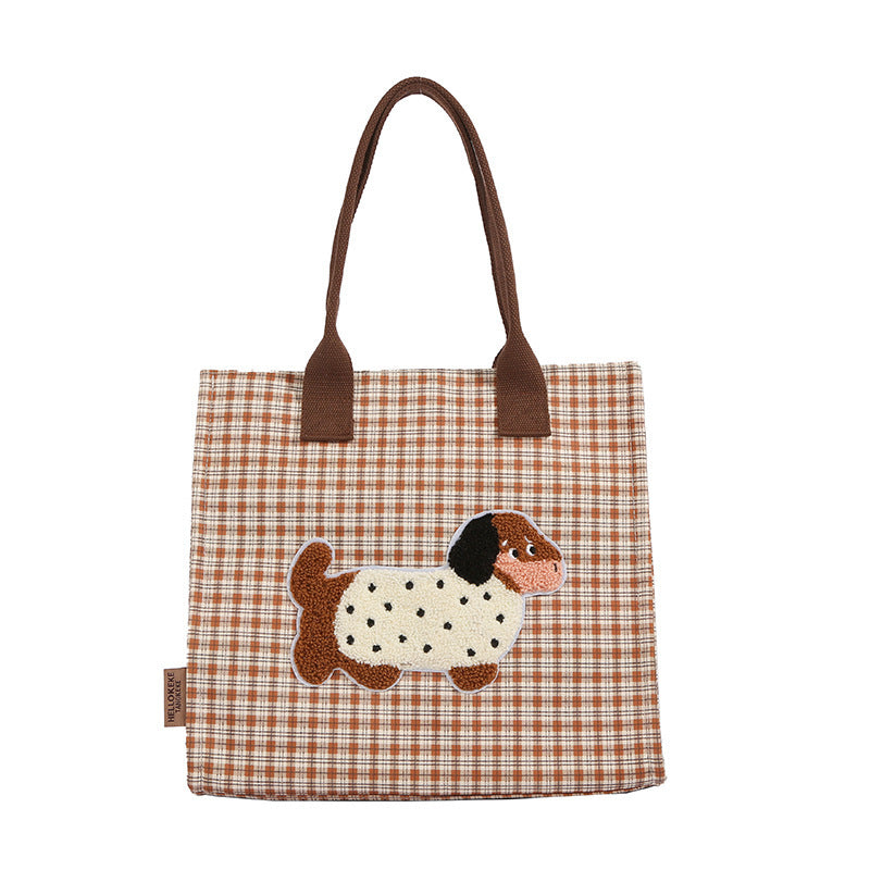 Vertical Stripes Spot Dog Tote Bag
